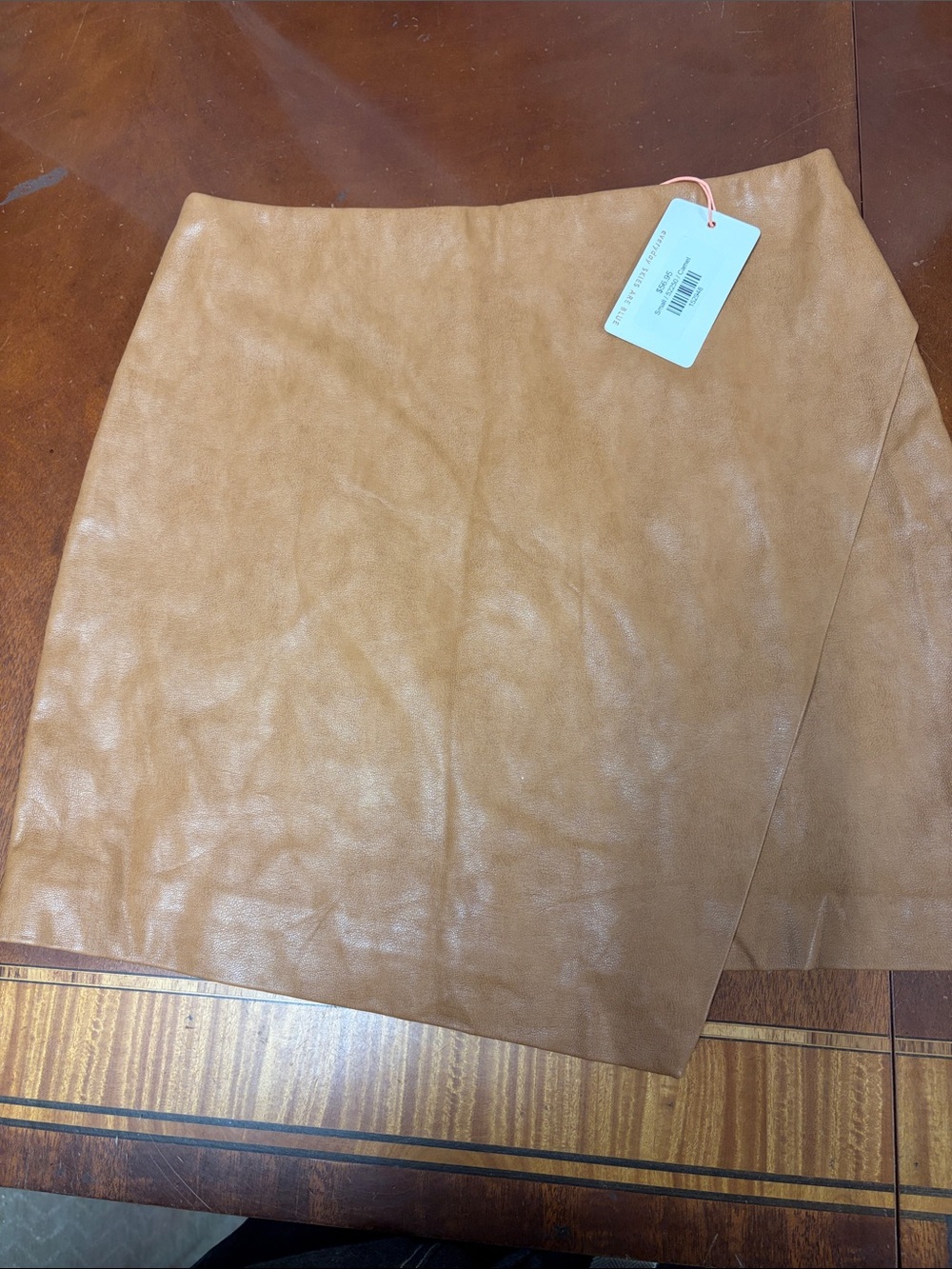 Skies Are Blue Tan Faux Leather Mini Skirt